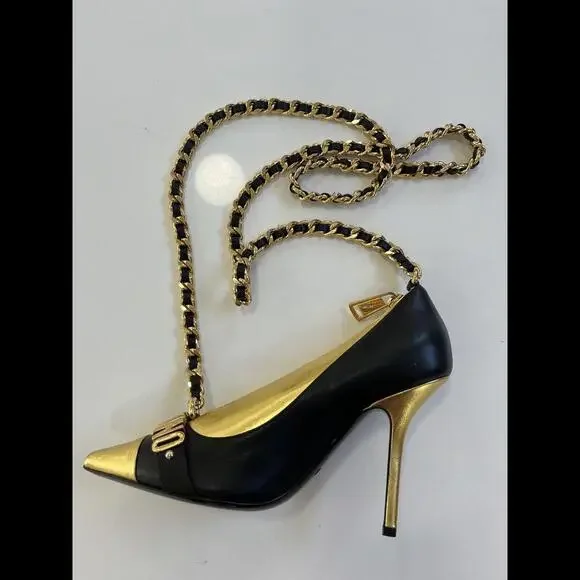 Moschino Bag High Heels Shoes Black And Gold Rare And Collectible -Jeremy Scott - Picture 4 of 8